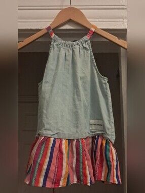 Calvin Klein Jeans Light Blue Dress With Rainbow Accents